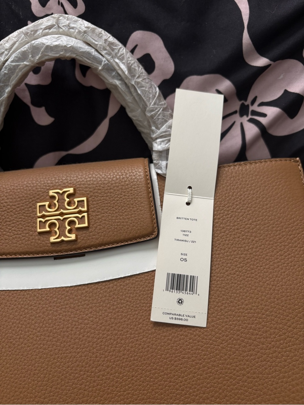 Tory Burch Britten Tote in Tan with Gold Logo